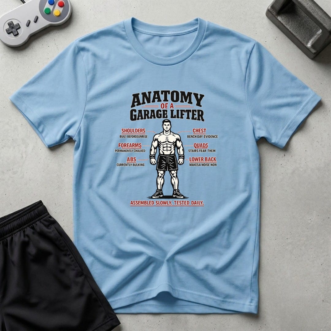 DreamMaker mockup — Lifter Anatomy T-Shirt (light-blue)