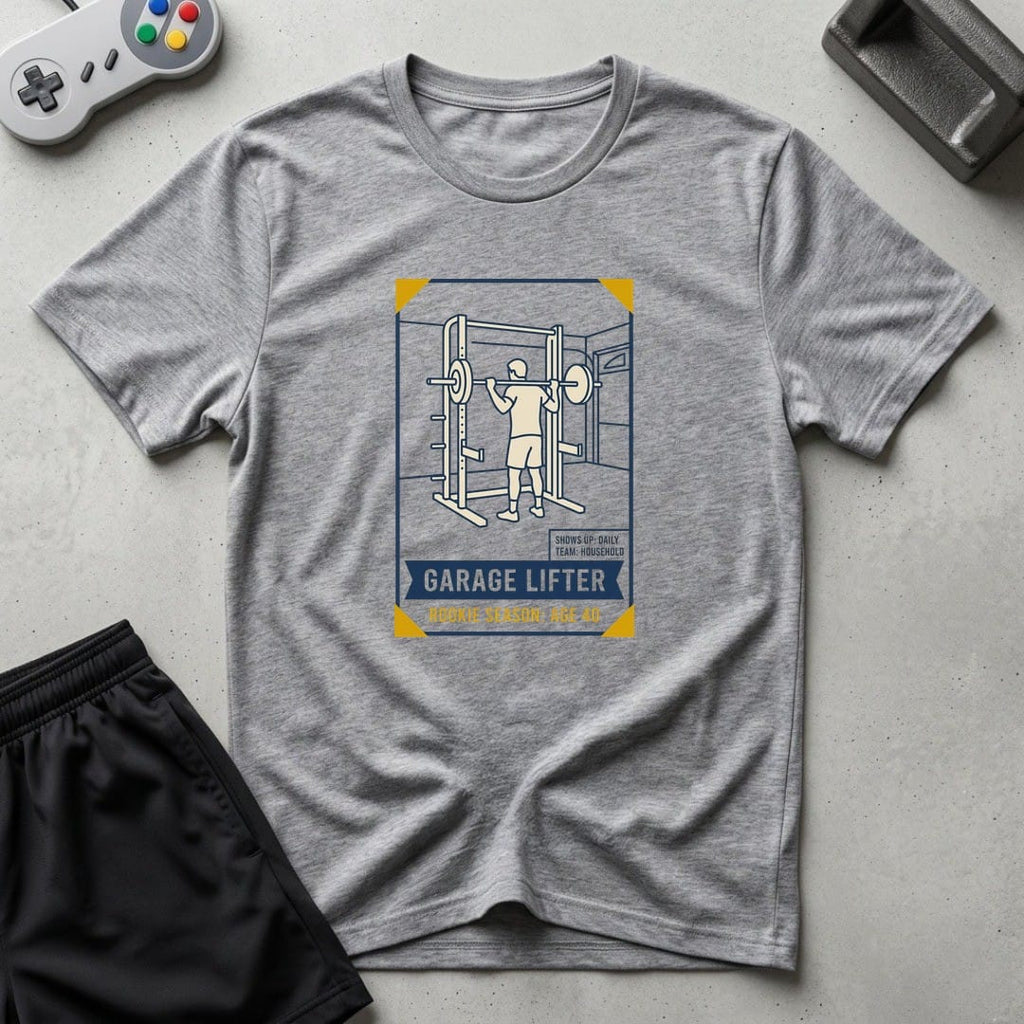 DreamMaker mockup — Lifter Trading Card T-Shirt (sport-grey)