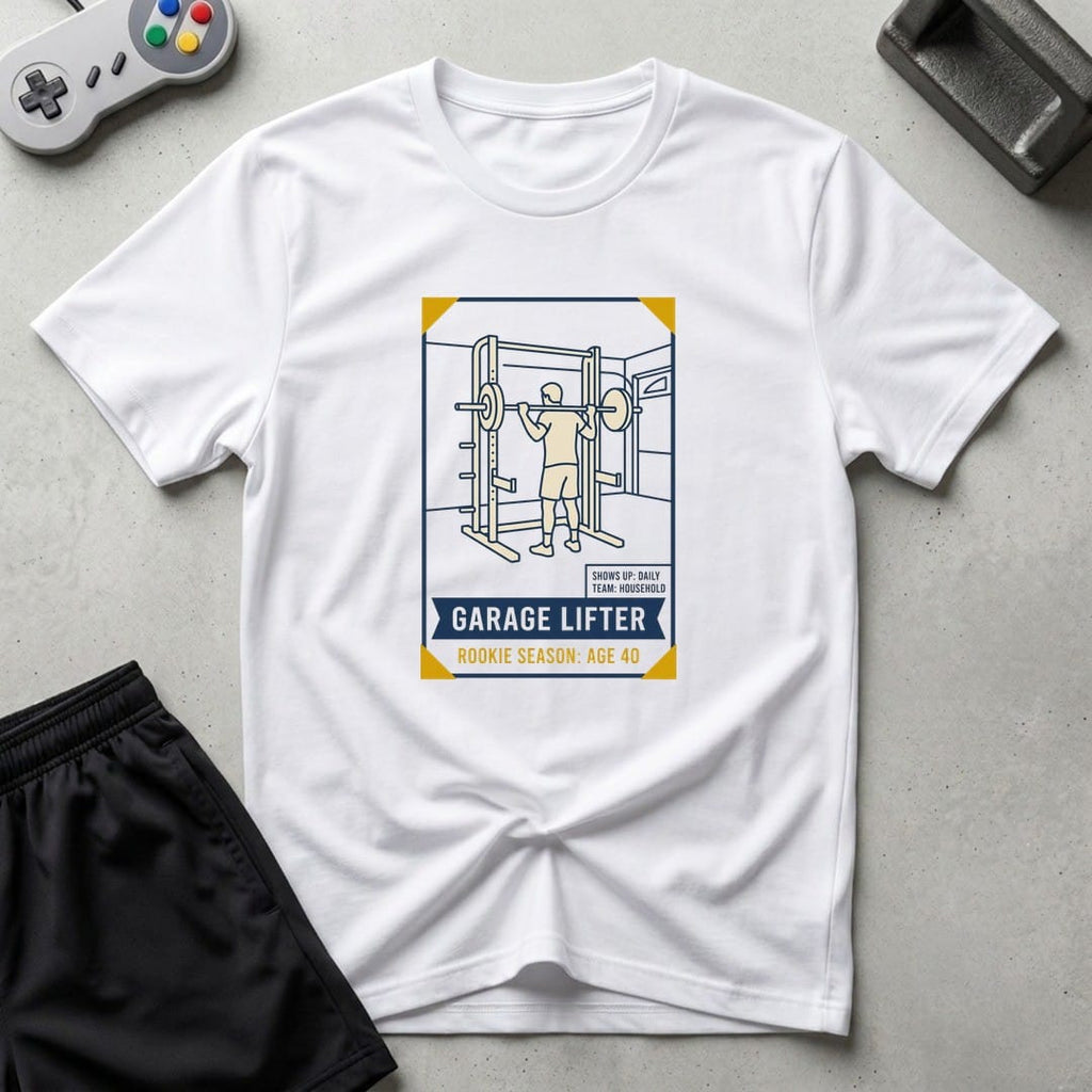 DreamMaker mockup — Lifter Trading Card T-Shirt (white)