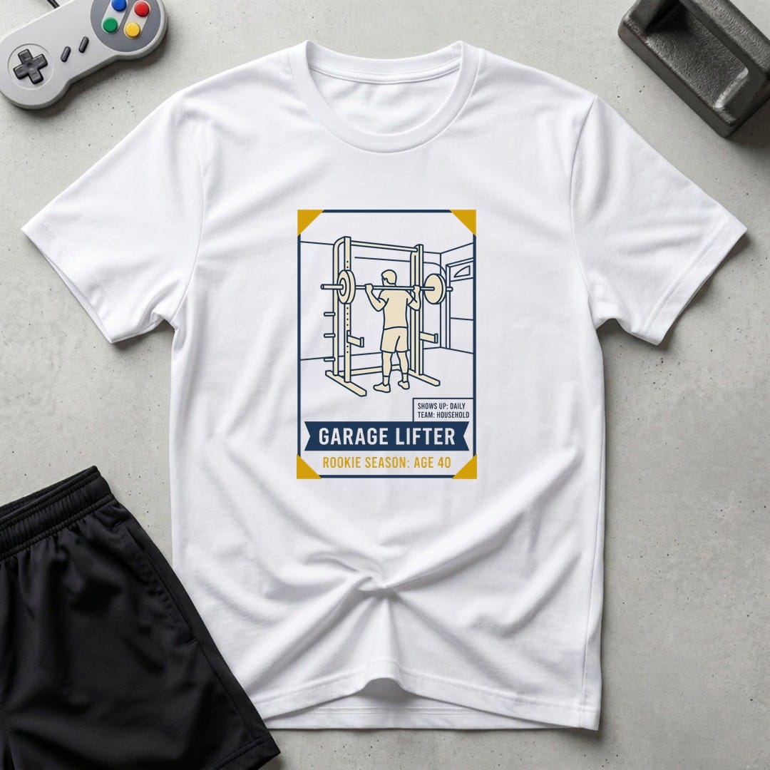 DreamMaker mockup — Lifter Trading Card T-Shirt (white)