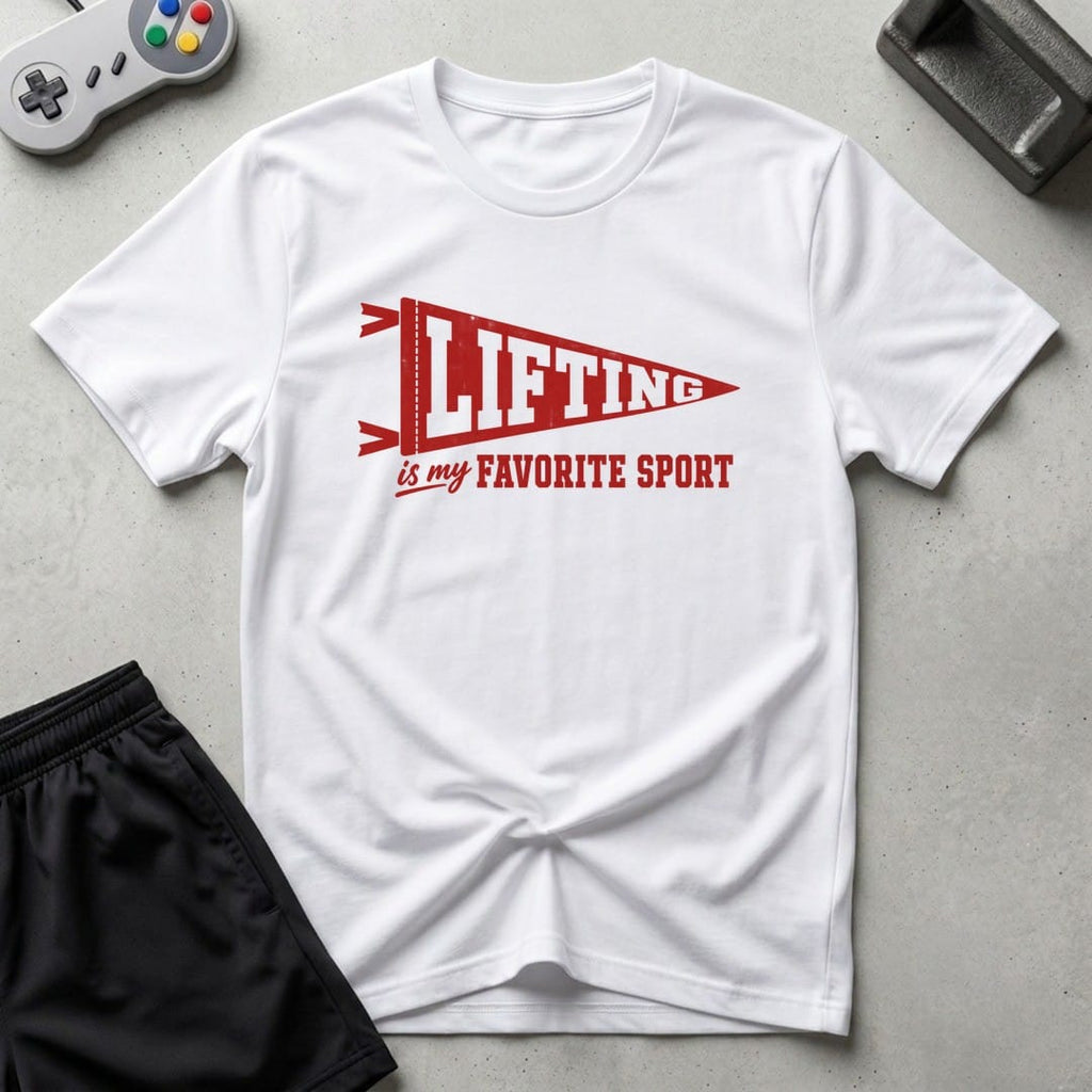 DreamMaker mockup — Lifting Favorite Sport T-Shirt (white)