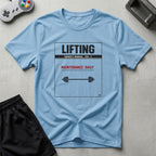DreamMaker mockup — Lifting Owners Manual T-Shirt (light-blue)