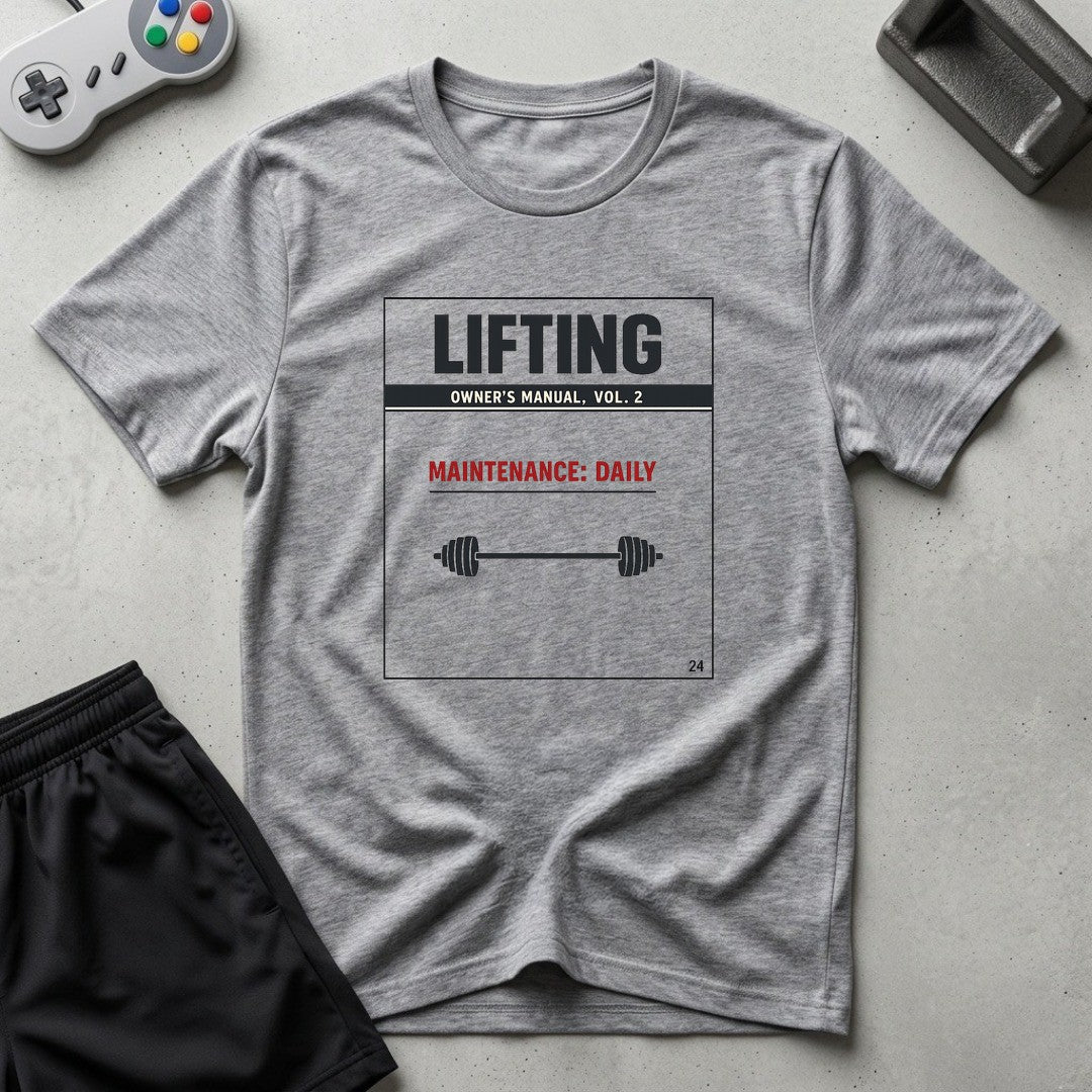 DreamMaker mockup — Lifting Owners Manual T-Shirt (sport-grey)