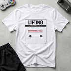DreamMaker mockup — Lifting Owners Manual T-Shirt (white)