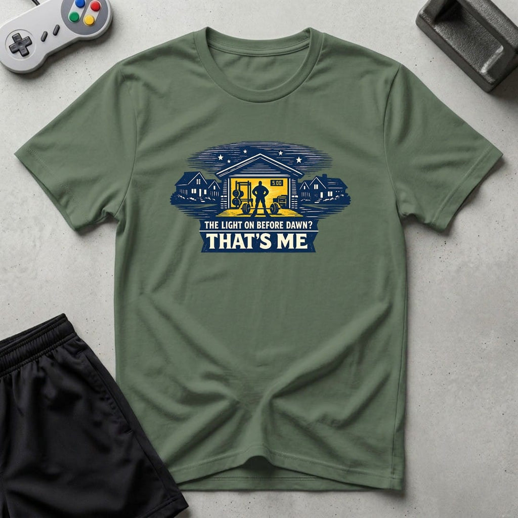 DreamMaker mockup — Light Before Dawn T-Shirt (military-green)