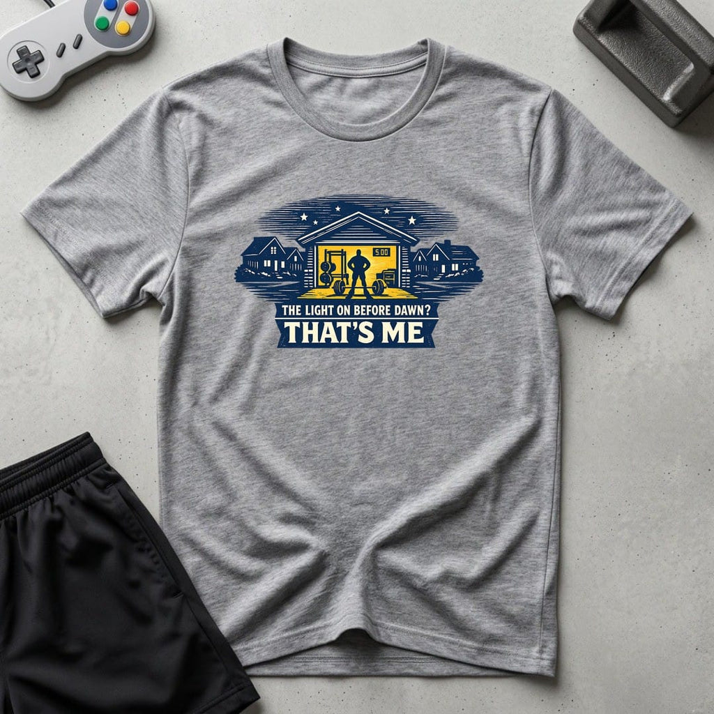 DreamMaker mockup — Light Before Dawn T-Shirt (sport-grey)