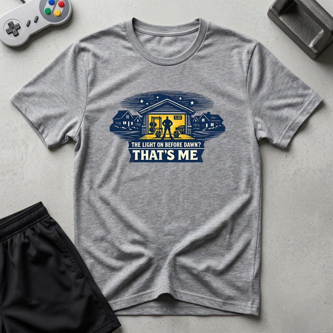 DreamMaker mockup — Light Before Dawn T-Shirt (sport-grey)