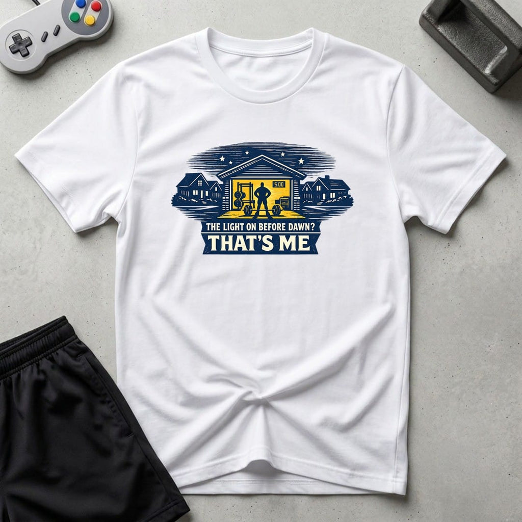 DreamMaker mockup — Light Before Dawn T-Shirt (white)