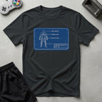 DreamMaker mockup — Mech Schematics T-Shirt (black)