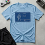 DreamMaker mockup — Mech Schematics T-Shirt (light-blue)