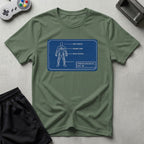 DreamMaker mockup — Mech Schematics T-Shirt (military-green)