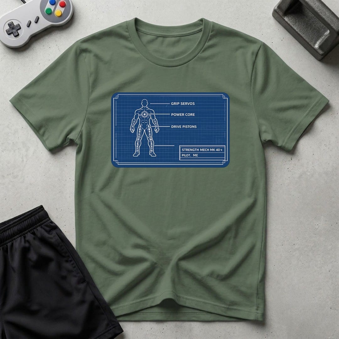 DreamMaker mockup — Mech Schematics T-Shirt (military-green)