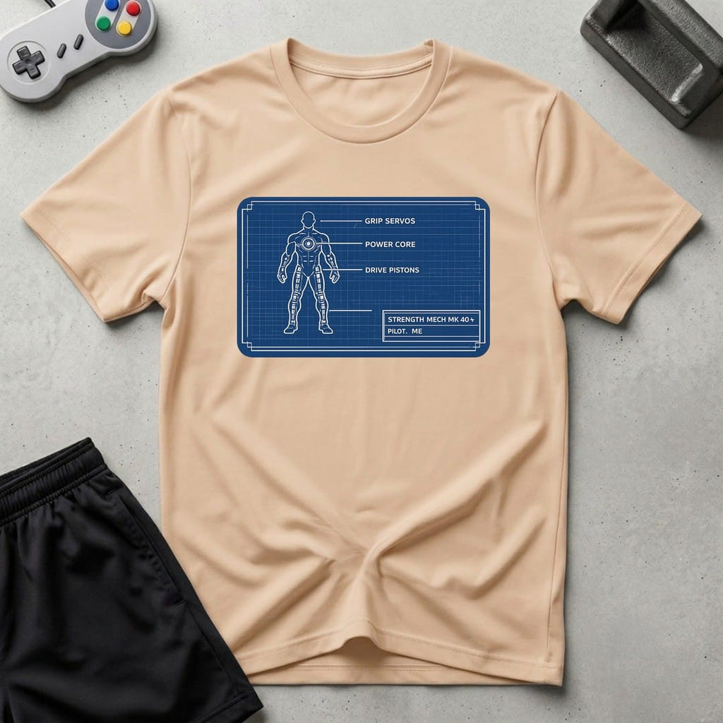 DreamMaker mockup — Mech Schematics T-Shirt (natural)