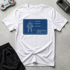 DreamMaker mockup — Mech Schematics T-Shirt (white)
