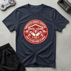DreamMaker mockup — Minotaur Garage Chapter T-Shirt (navy)