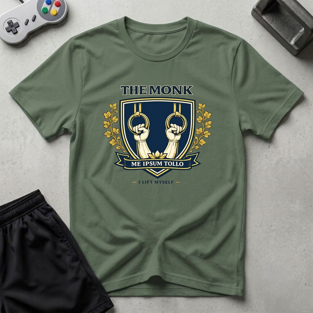 DreamMaker mockup — Monk Crest T-Shirt (military-green)