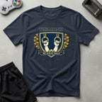 DreamMaker mockup — Monk Crest T-Shirt (navy)