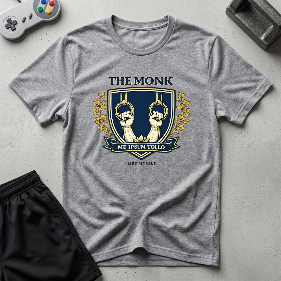 DreamMaker mockup — Monk Crest T-Shirt (sport-grey)