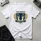 DreamMaker mockup — Monk Crest T-Shirt (white)