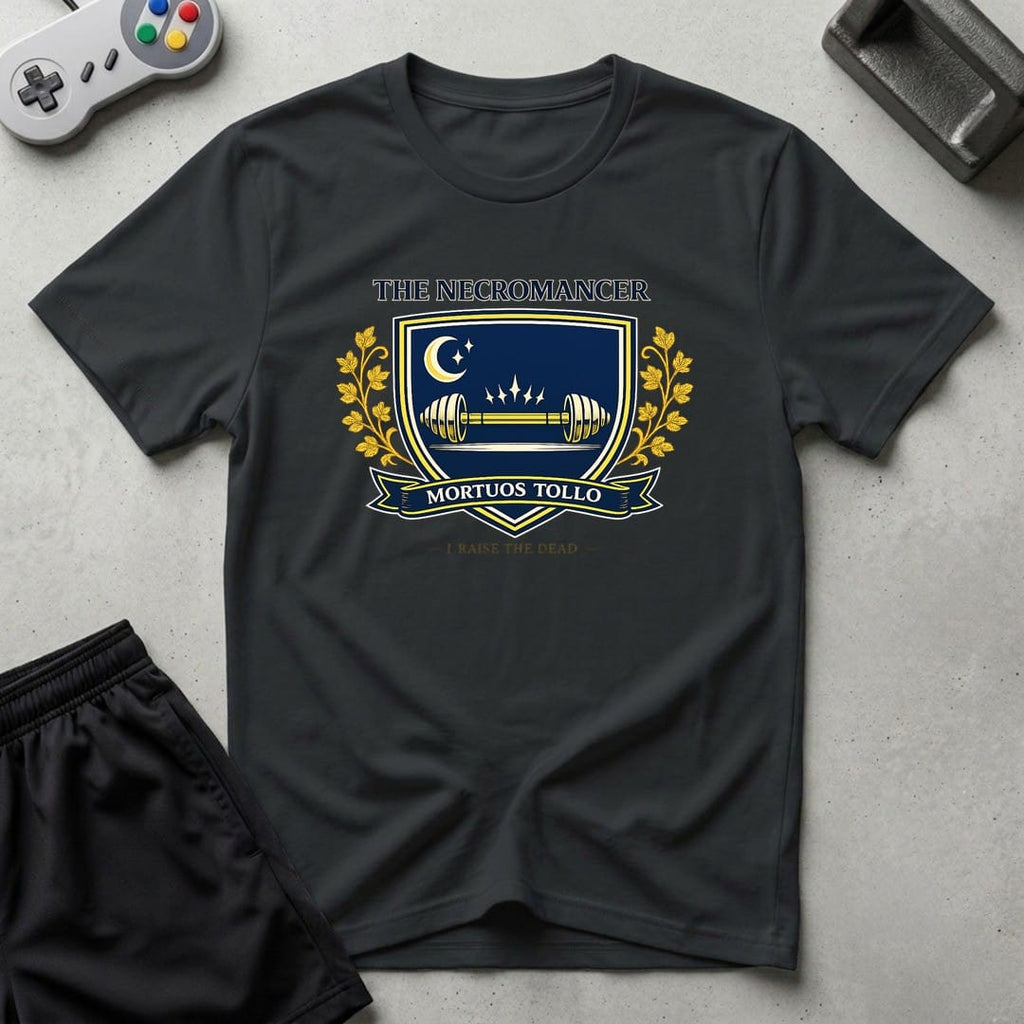 DreamMaker mockup — Necromancer Crest T-Shirt (black)