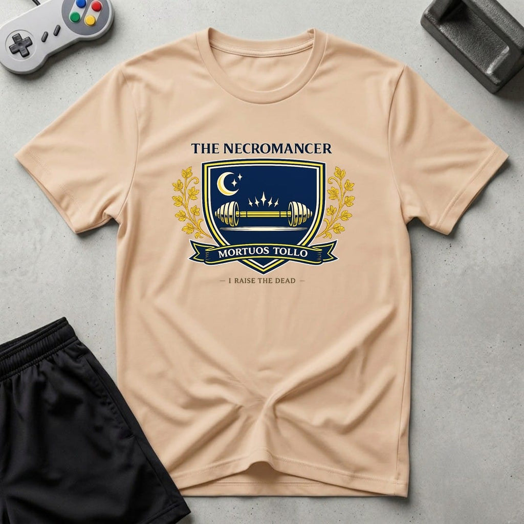 DreamMaker mockup — Necromancer Crest T-Shirt (natural)