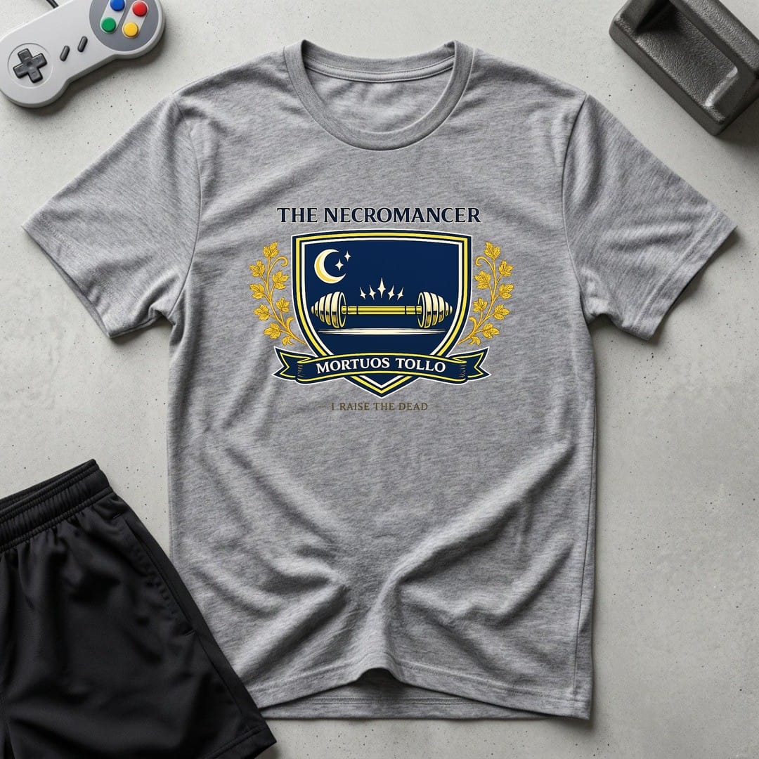 DreamMaker mockup — Necromancer Crest T-Shirt (sport-grey)