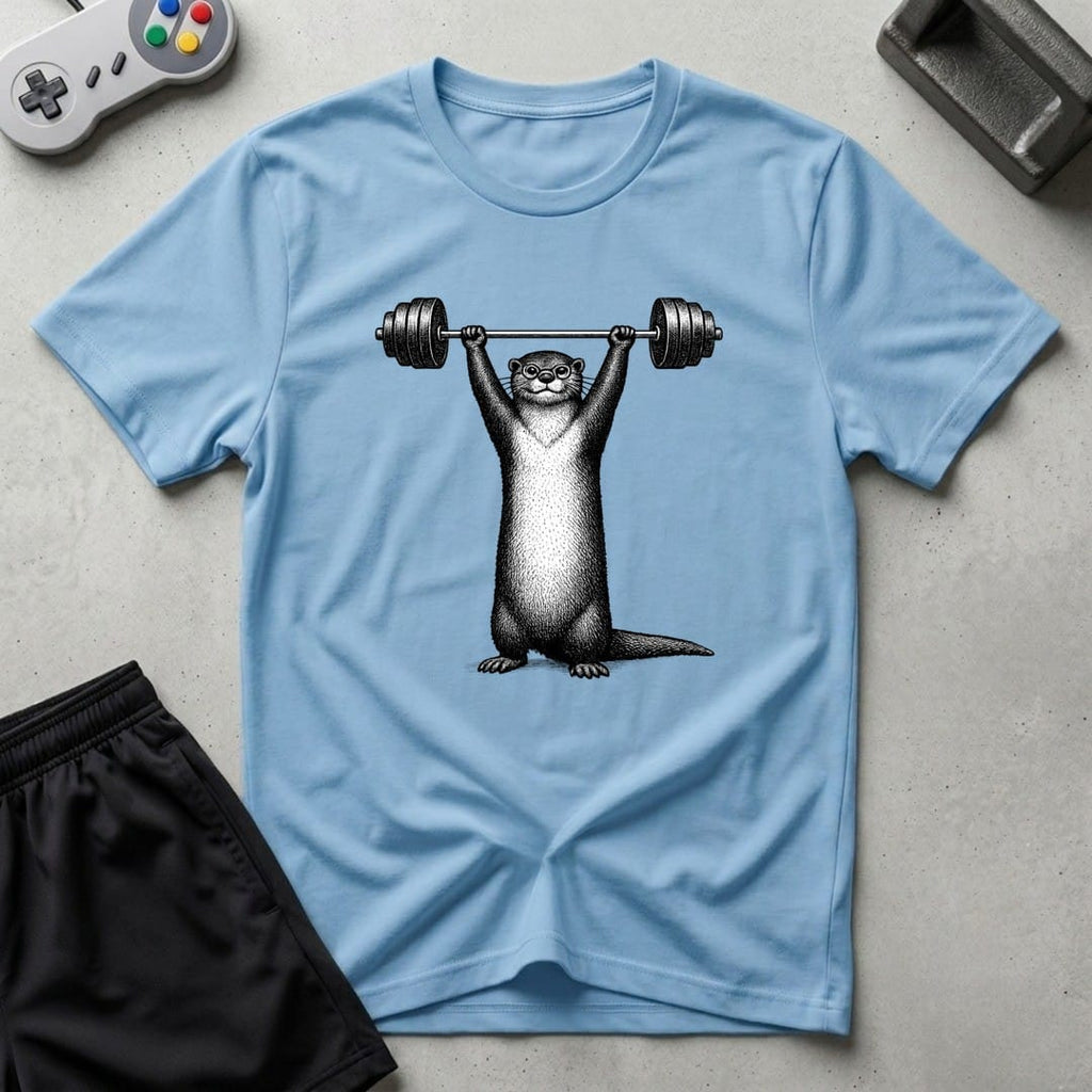DreamMaker mockup — Nerd Otter Lifting T-Shirt (light-blue)