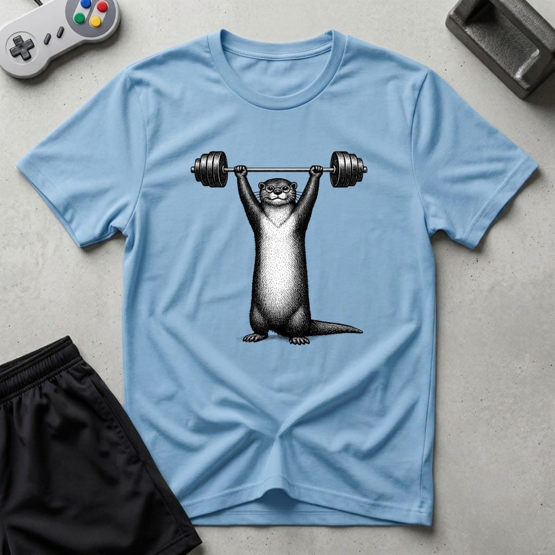DreamMaker mockup — Nerd Otter Lifting T-Shirt (light-blue)