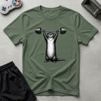 DreamMaker mockup — Nerd Otter Lifting T-Shirt (military-green)