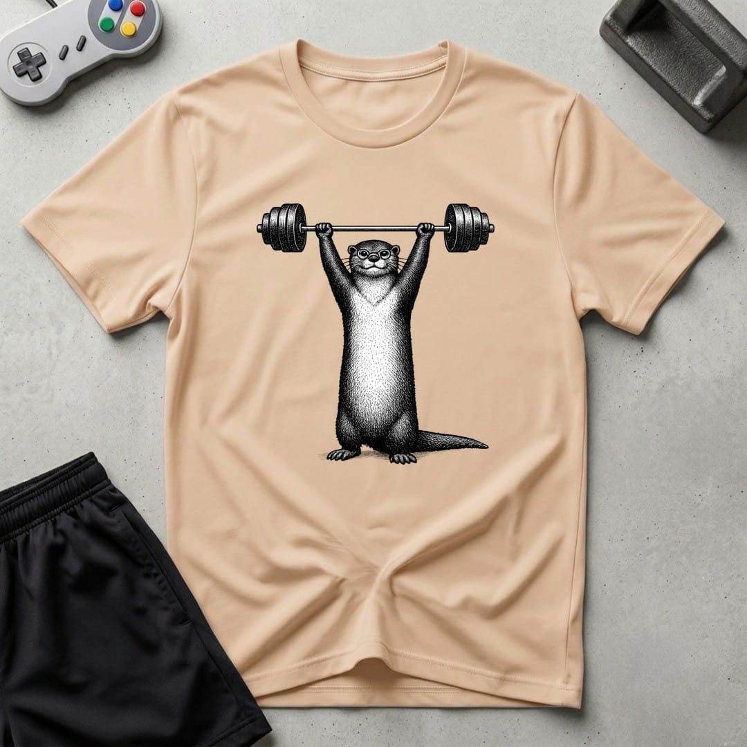 DreamMaker mockup — Nerd Otter Lifting T-Shirt (natural)