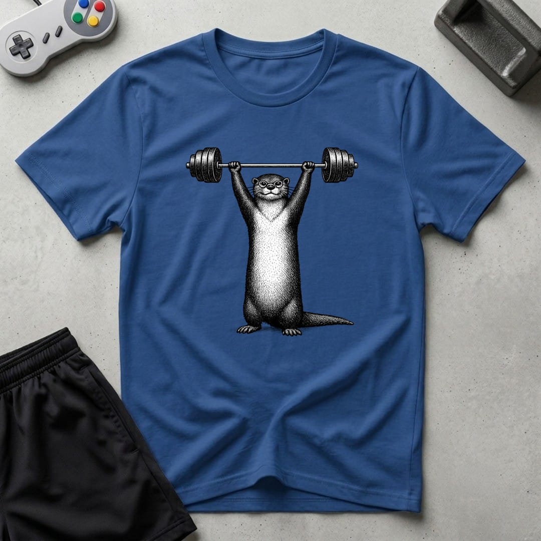 DreamMaker mockup — Nerd Otter Lifting T-Shirt (royal)