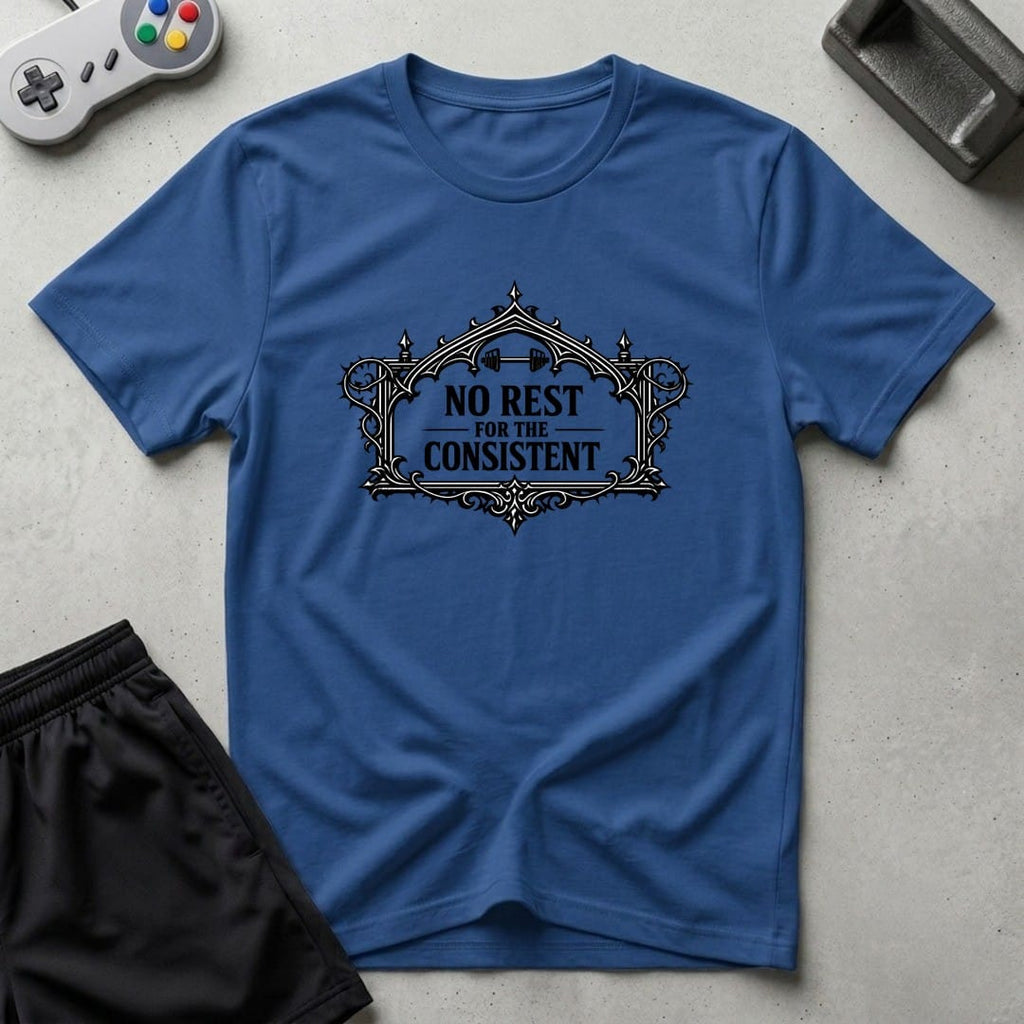 DreamMaker mockup — No Rest T-Shirt (royal)