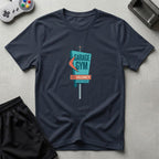 DreamMaker mockup — No Vacancy Gym T-Shirt (navy)