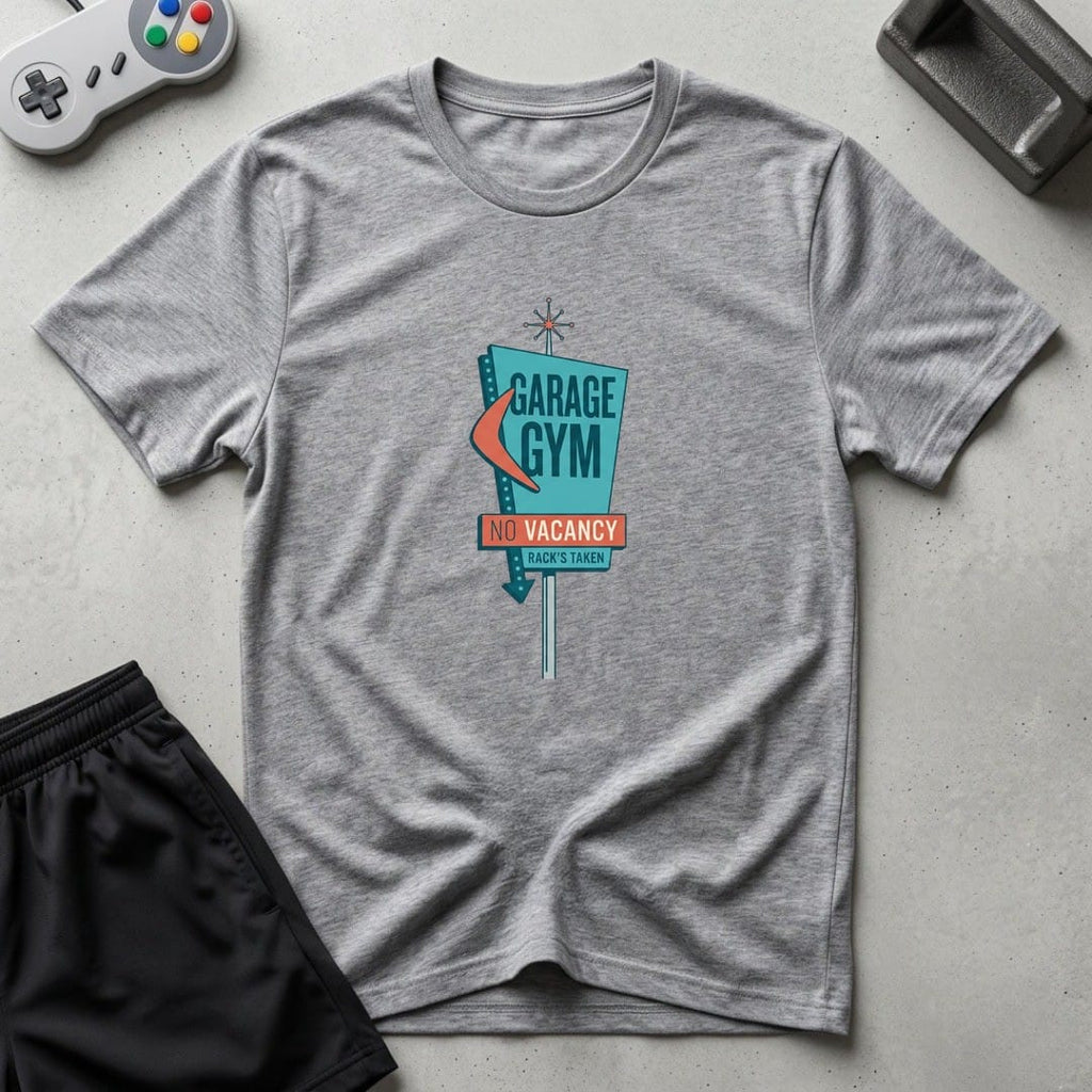 DreamMaker mockup — No Vacancy Gym T-Shirt (sport-grey)