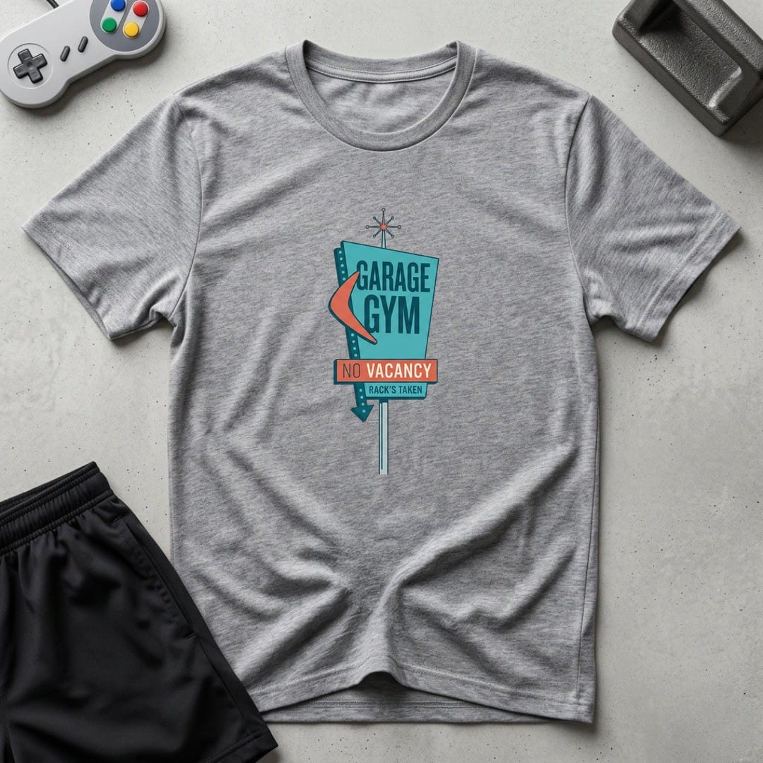 DreamMaker mockup — No Vacancy Gym T-Shirt (sport-grey)