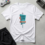 DreamMaker mockup — No Vacancy Gym T-Shirt (white)