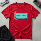 DreamMaker mockup — Now Playing Gym T-Shirt (red)