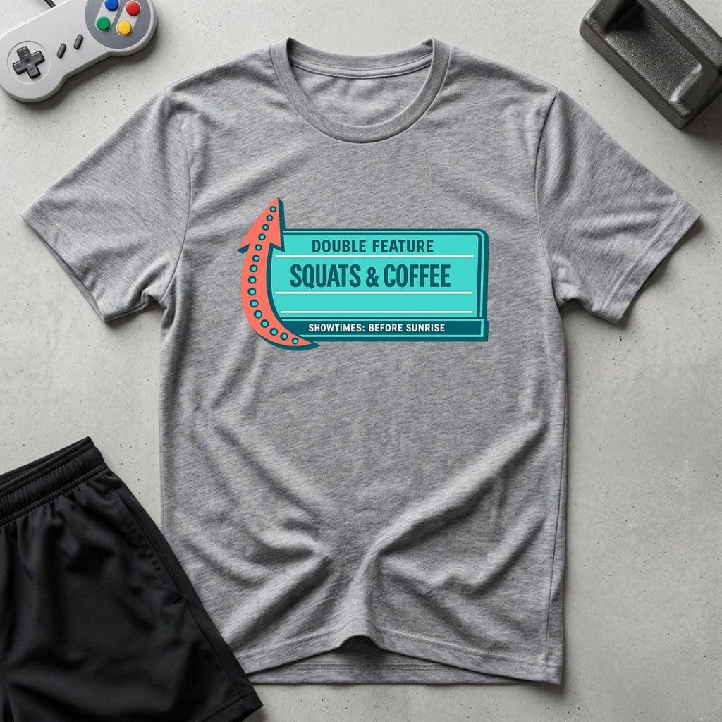 DreamMaker mockup — Now Playing Gym T-Shirt (sport-grey)
