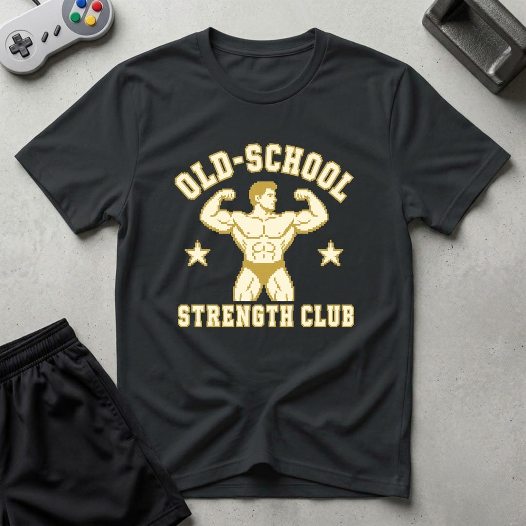 DreamMaker mockup — Old School Strength Club T-Shirt (black)
