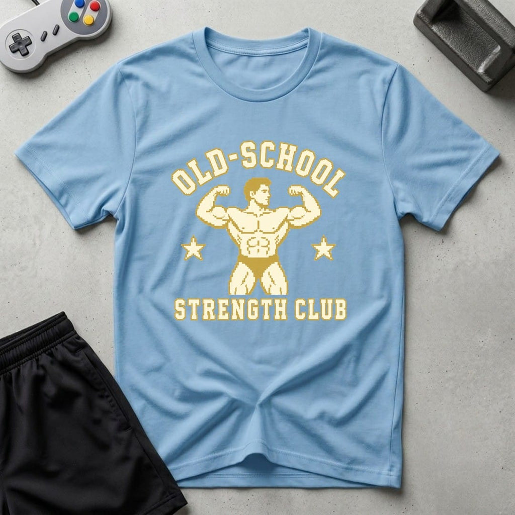 DreamMaker mockup — Old School Strength Club T-Shirt (light-blue)