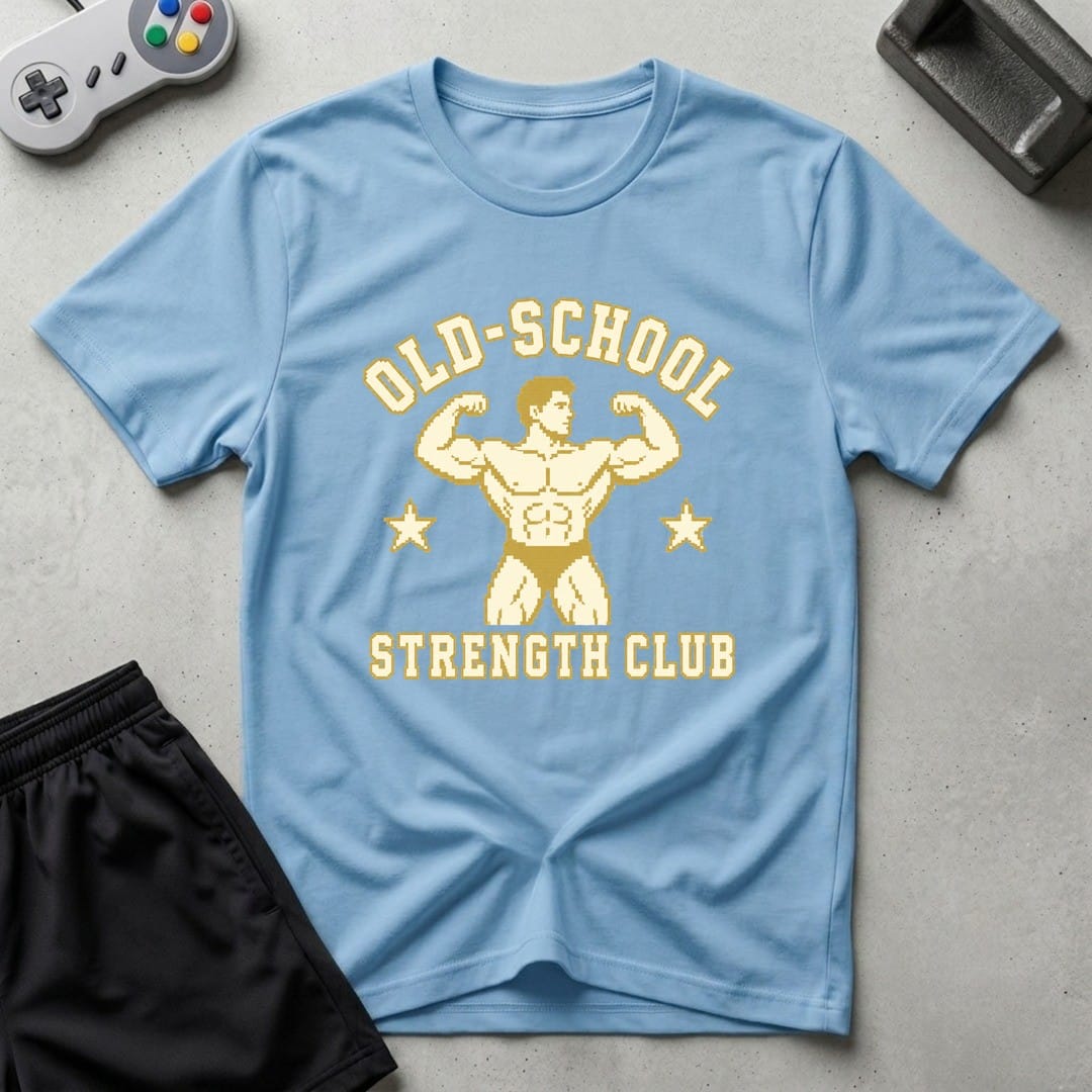 DreamMaker mockup — Old School Strength Club T-Shirt (light-blue)