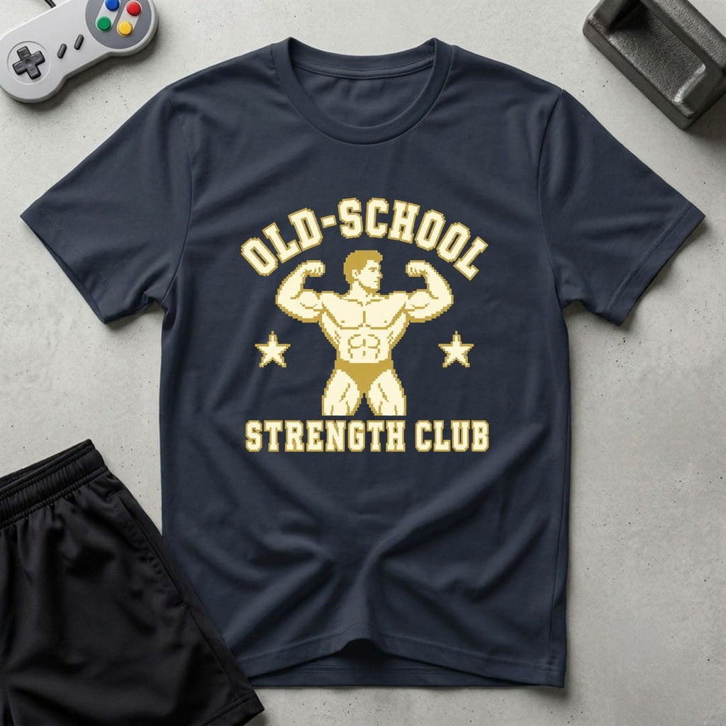 DreamMaker mockup — Old School Strength Club T-Shirt (navy)