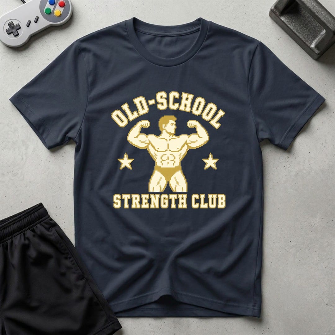 DreamMaker mockup — Old School Strength Club T-Shirt (navy)
