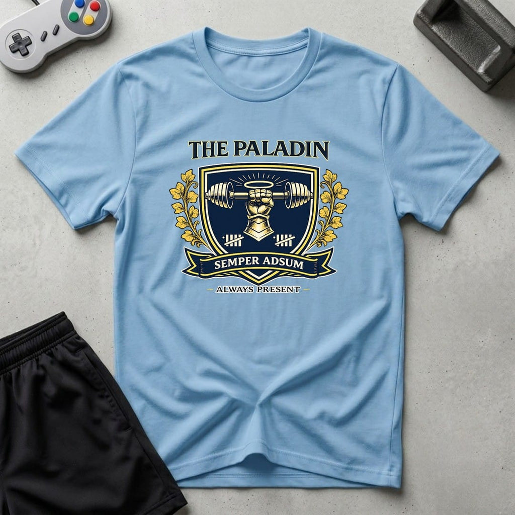 DreamMaker mockup — Paladin Crest T-Shirt (light-blue)