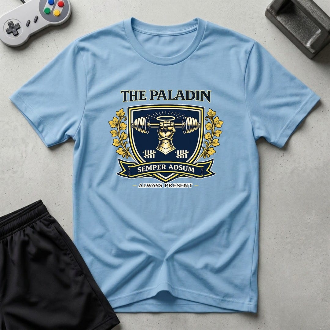 DreamMaker mockup — Paladin Crest T-Shirt (light-blue)