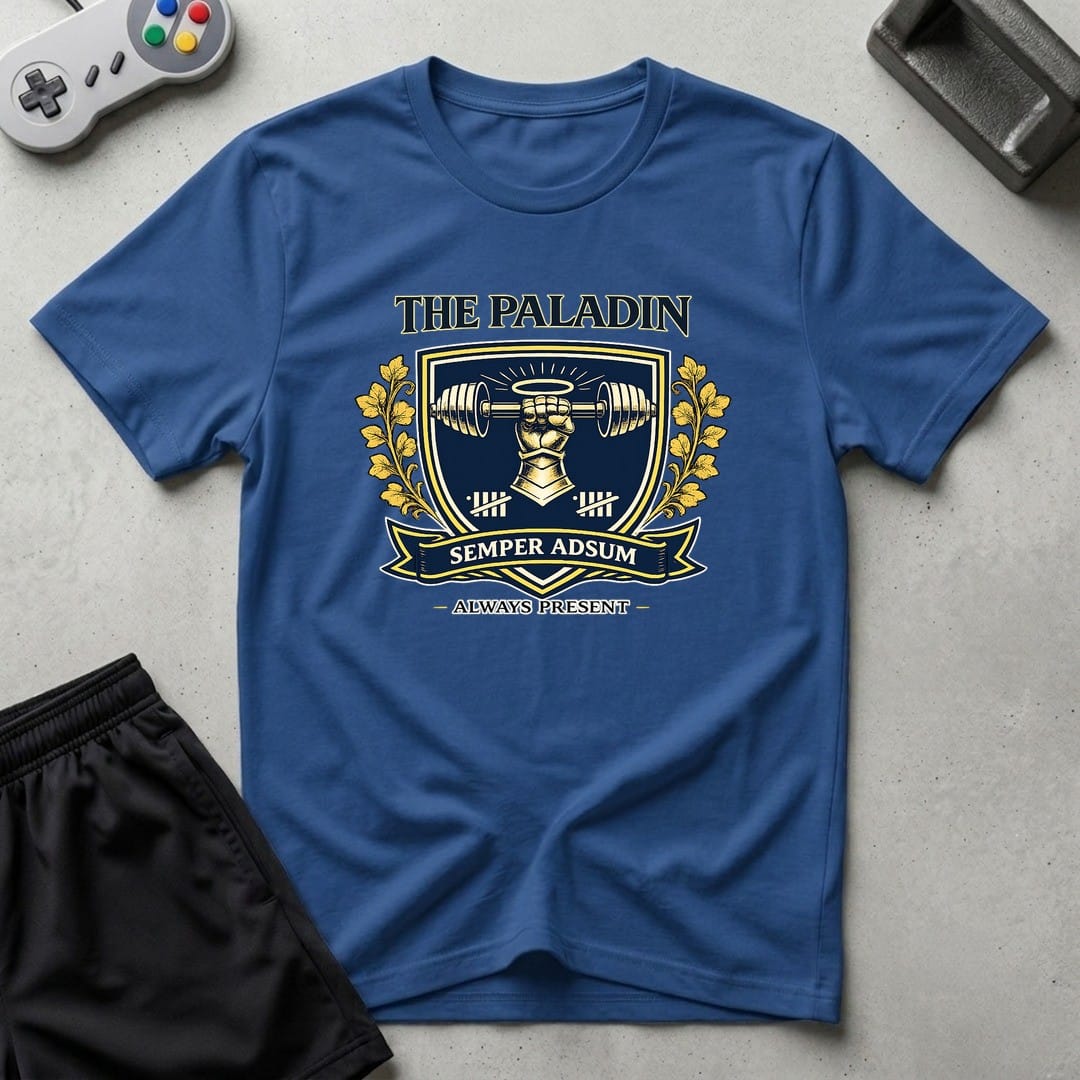 DreamMaker mockup — Paladin Crest T-Shirt (royal)