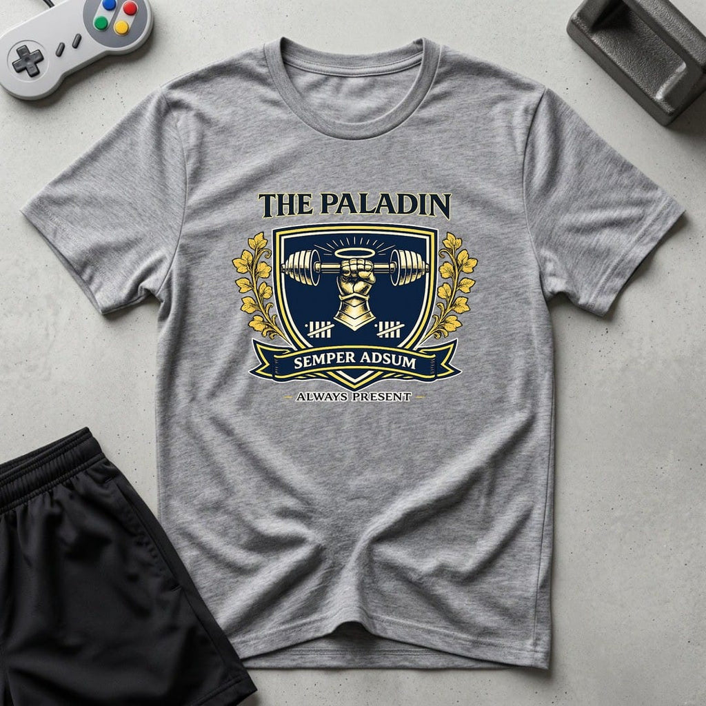 DreamMaker mockup — Paladin Crest T-Shirt (sport-grey)