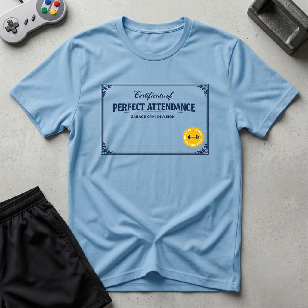 DreamMaker mockup — Perfect Attendance T-Shirt (light-blue)