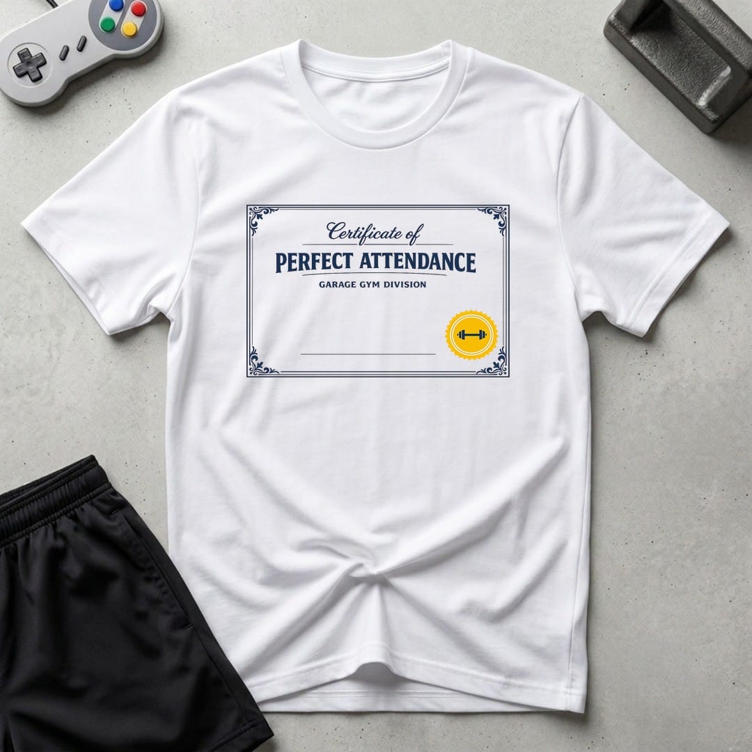 DreamMaker mockup — Perfect Attendance T-Shirt (white)
