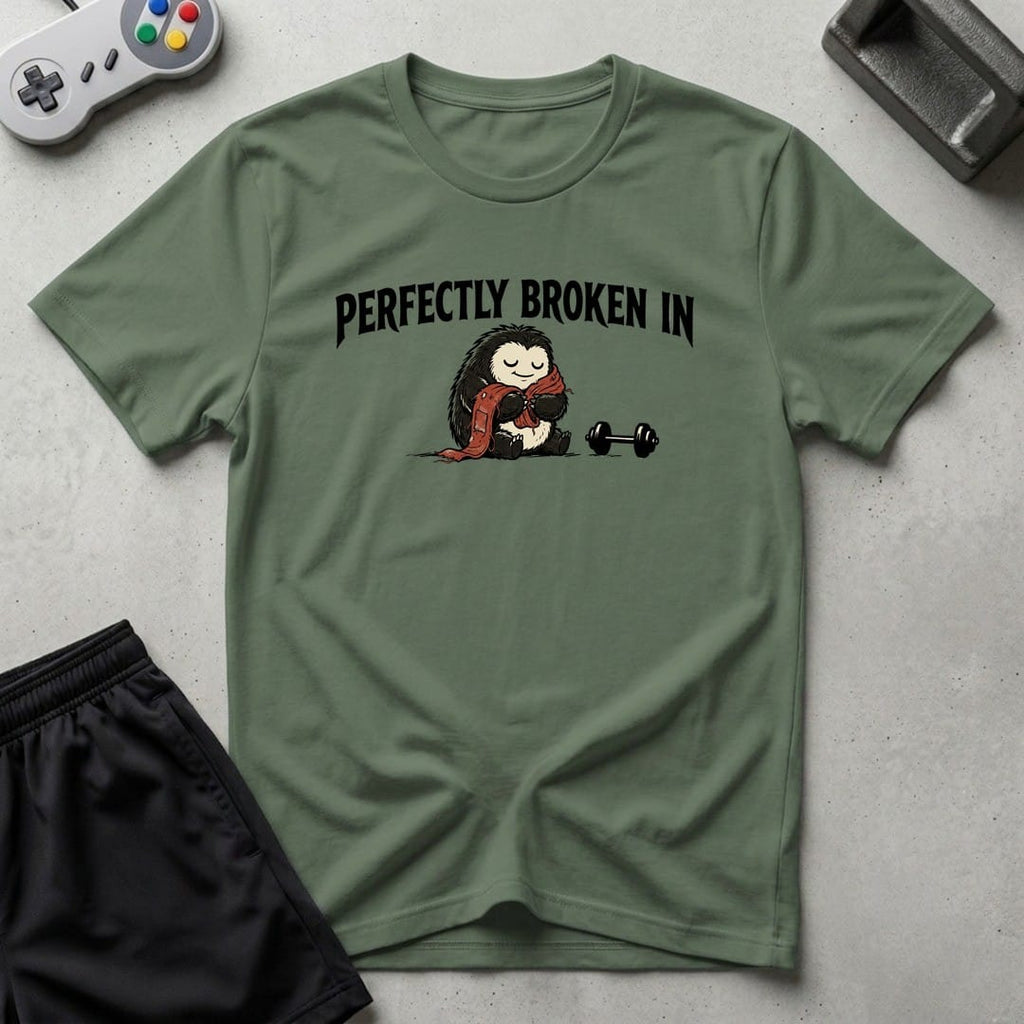DreamMaker mockup — Perfectly Broken In T-Shirt (military-green)